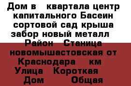 Дом в 4 квартала центр капитального Басеин сортовой сад крыша забор новый металл › Район ­ Станица новомышастовская от Краснодара 20 км › Улица ­ Короткая54 › Дом ­ 54 › Общая площадь дома ­ 73 › Площадь участка ­ 15 › Цена ­ 1 900 000 - Краснодарский край Недвижимость » Дома, коттеджи, дачи продажа   . Краснодарский край